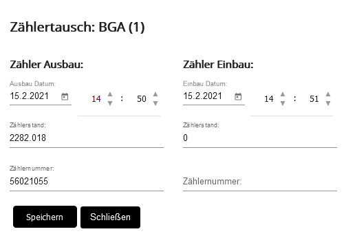 Zählertausch Dialog